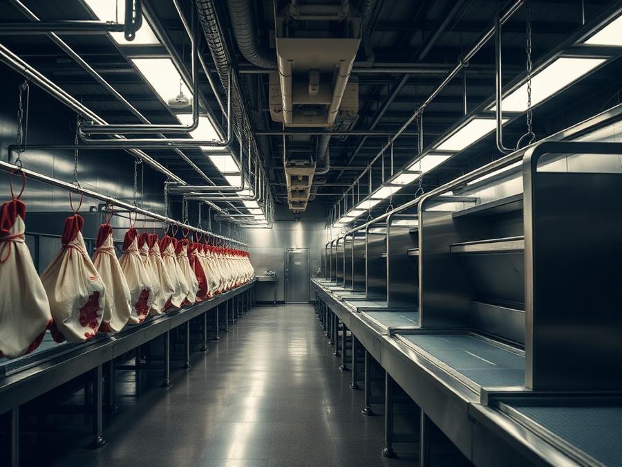 Stainless inspection line inside the processing hall