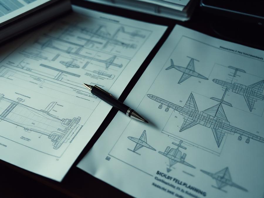 Fleet planning drawings and documents on a desk