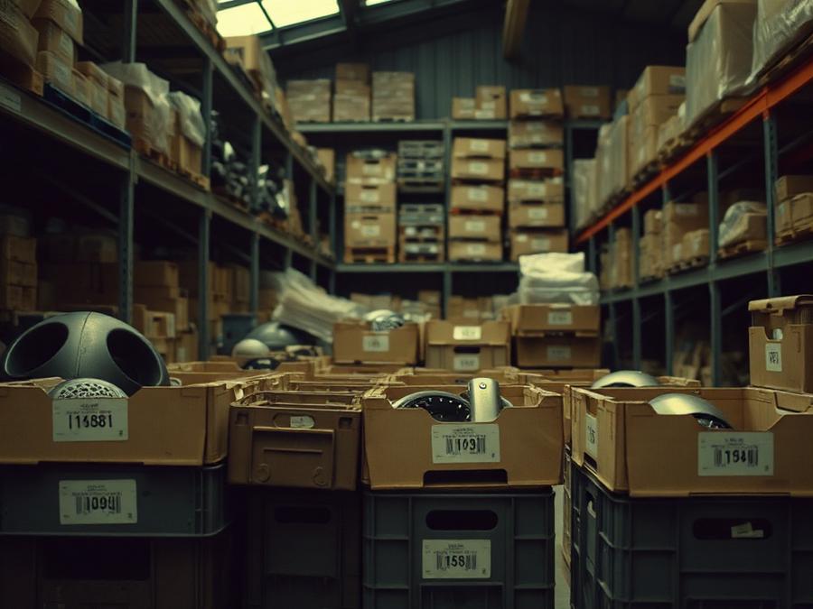 Labelled rotable spares in an aviation parts store